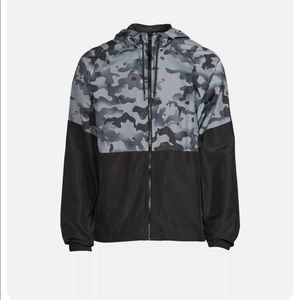Russell Athletic Mens Zipped Hooded Windbreaker Jacket Gray Black Small New